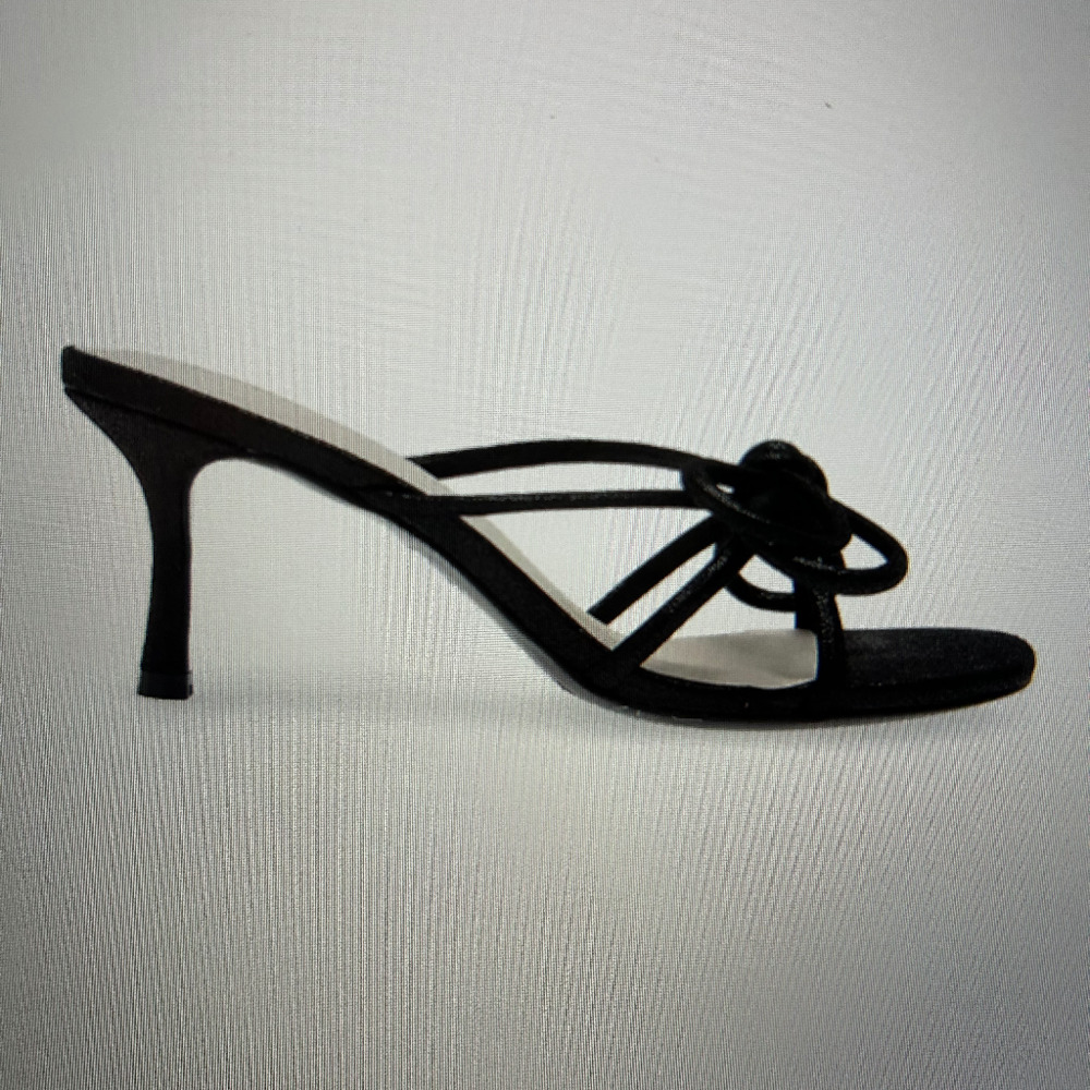 NWOB Koko + Palenki Barely There Strappy Bow Slides Heels in Black Size 10